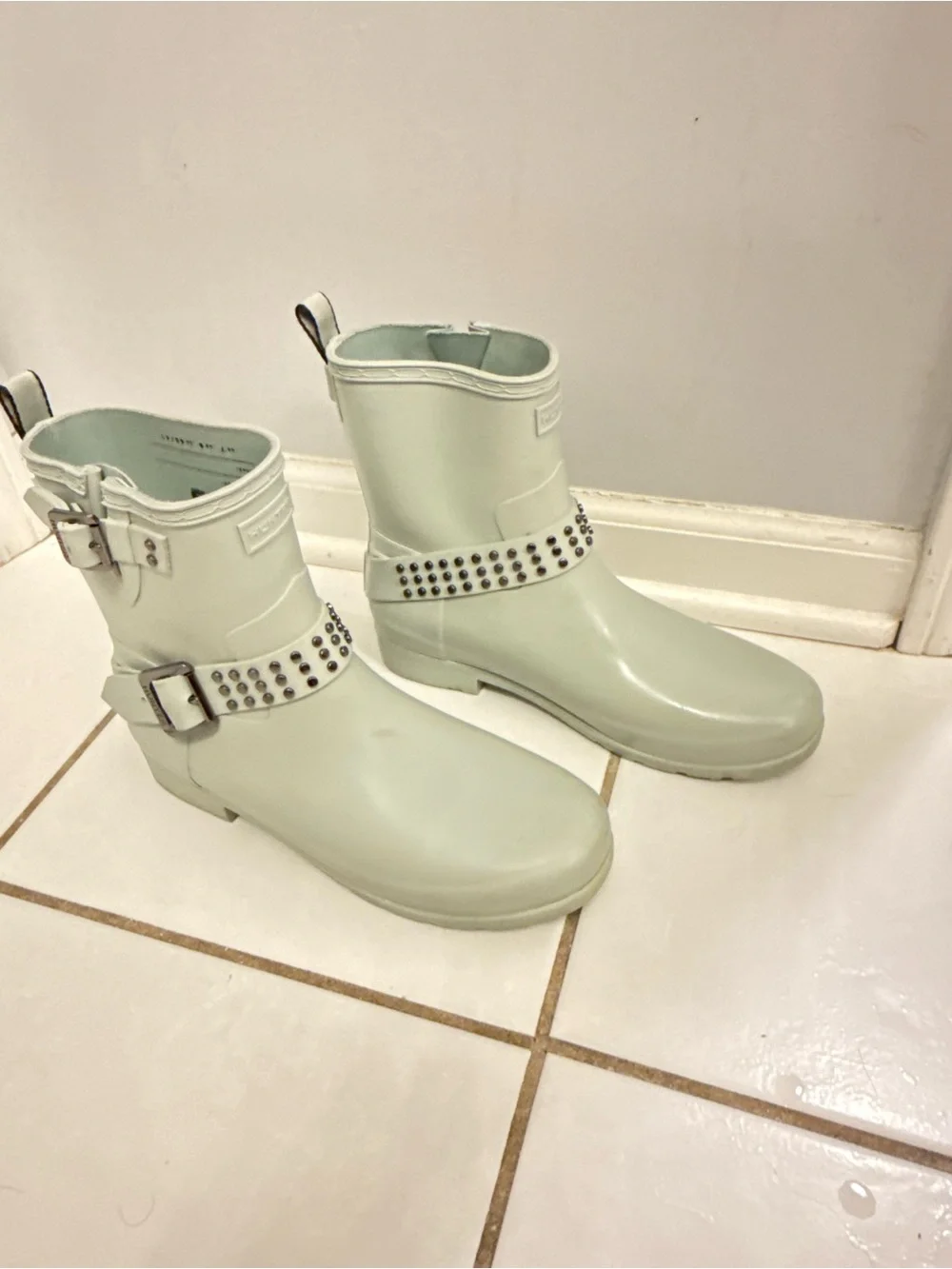 Hunter Studded Strap Short Rain Boots - Sage Green